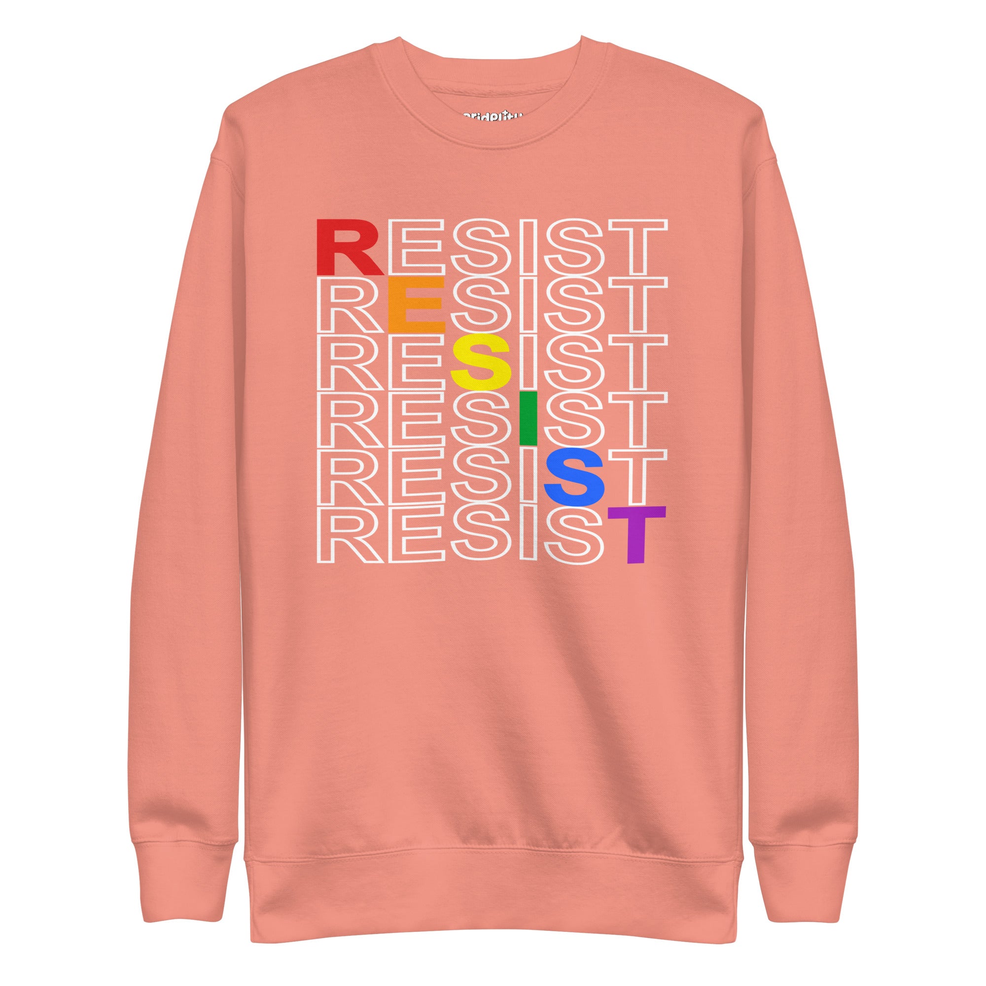 Introducing the Pridelity's Resist Sweatshirt from our pride collection. This black sweatshirt showcases the word 