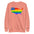 Introducing the US Map Pride Sweatshirt from Pridelity: a stylish black sweatshirt featuring a vibrant rainbow flag design overlaid on a graphic of the United States map. The top left corner highlights blue and white stars, reminiscent of the American flag, making it an ideal choice for anyone seeking fashionable pride apparel.