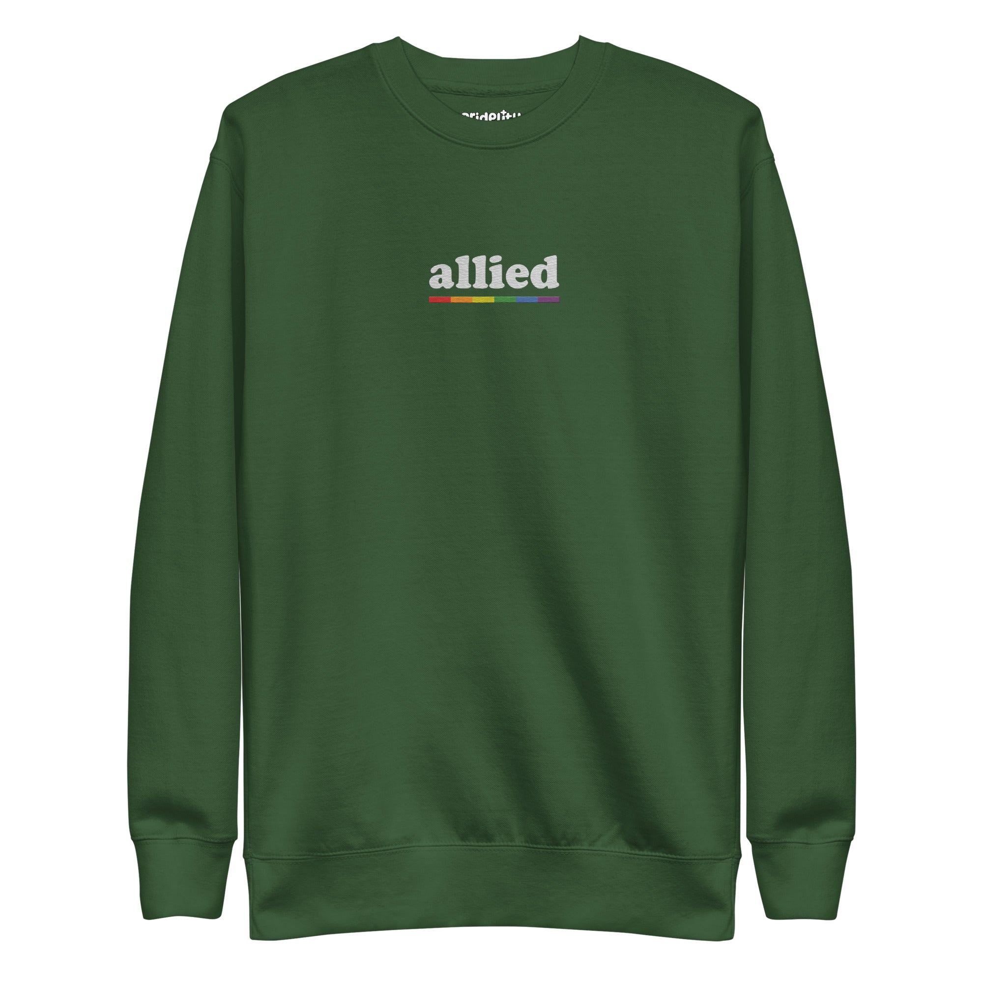 This Allied Sweatshirt by Pridelity, from our Pride Collection, showcases the word 