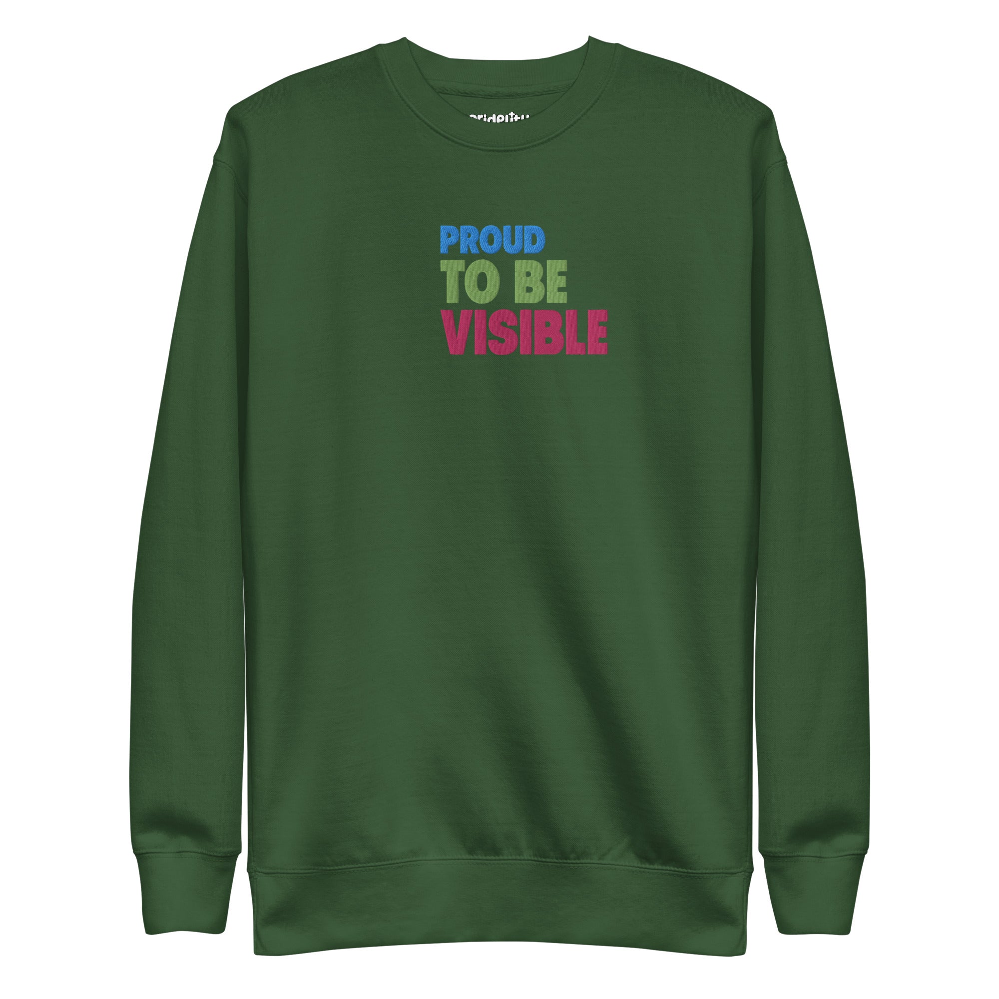 Proud To Be Visible Sweatshirt by Pridelity features the phrase 