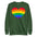 The Big Heart Sweatshirt by Pridelity from the Pride Collection showcases a large heart design with rainbow stripes, symbolizing LGBTQ+ pride. This vibrant heart design beautifully contrasts with the gray fabric background.