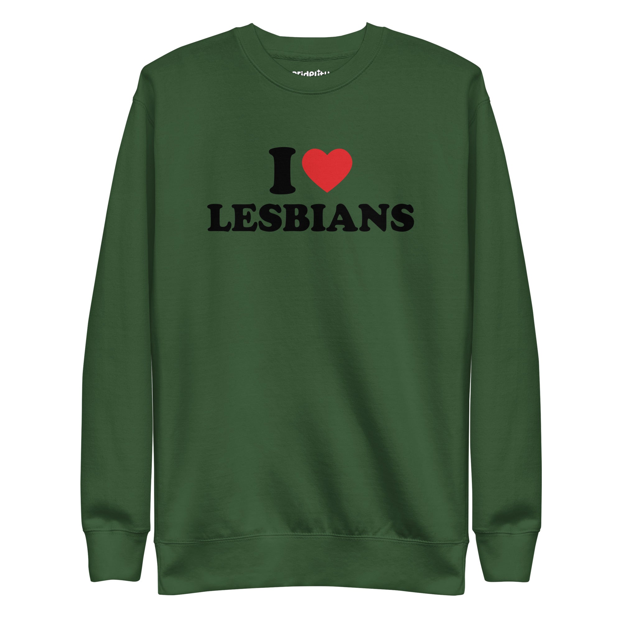 The I Love Lesbians Sweatshirt by Pridelity, in a dusty rose color, features 