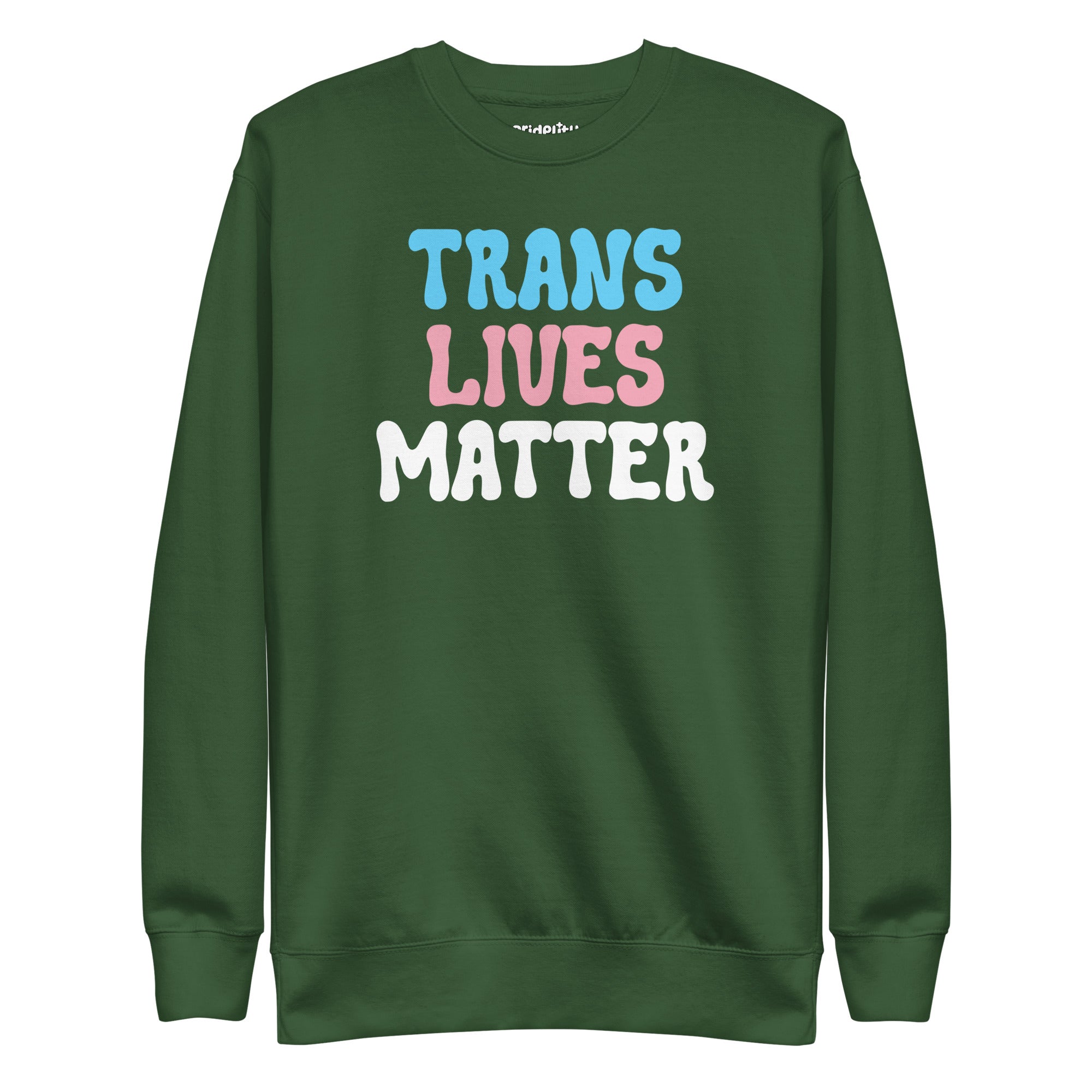 Discover the Pridelity Trans Lives Matter Sweatshirt in black, showcasing an impactful design with 