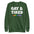 The "Gay & Tired Sweatshirt" by Pridelity is a black sweatshirt that displays bold white text saying "GAY & TIRED" along with colorful, rainbow-hued text below that reads "send help.