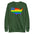 Introducing the US Map Pride Sweatshirt from Pridelity: a stylish black sweatshirt featuring a vibrant rainbow flag design overlaid on a graphic of the United States map. The top left corner highlights blue and white stars, reminiscent of the American flag, making it an ideal choice for anyone seeking fashionable pride apparel.