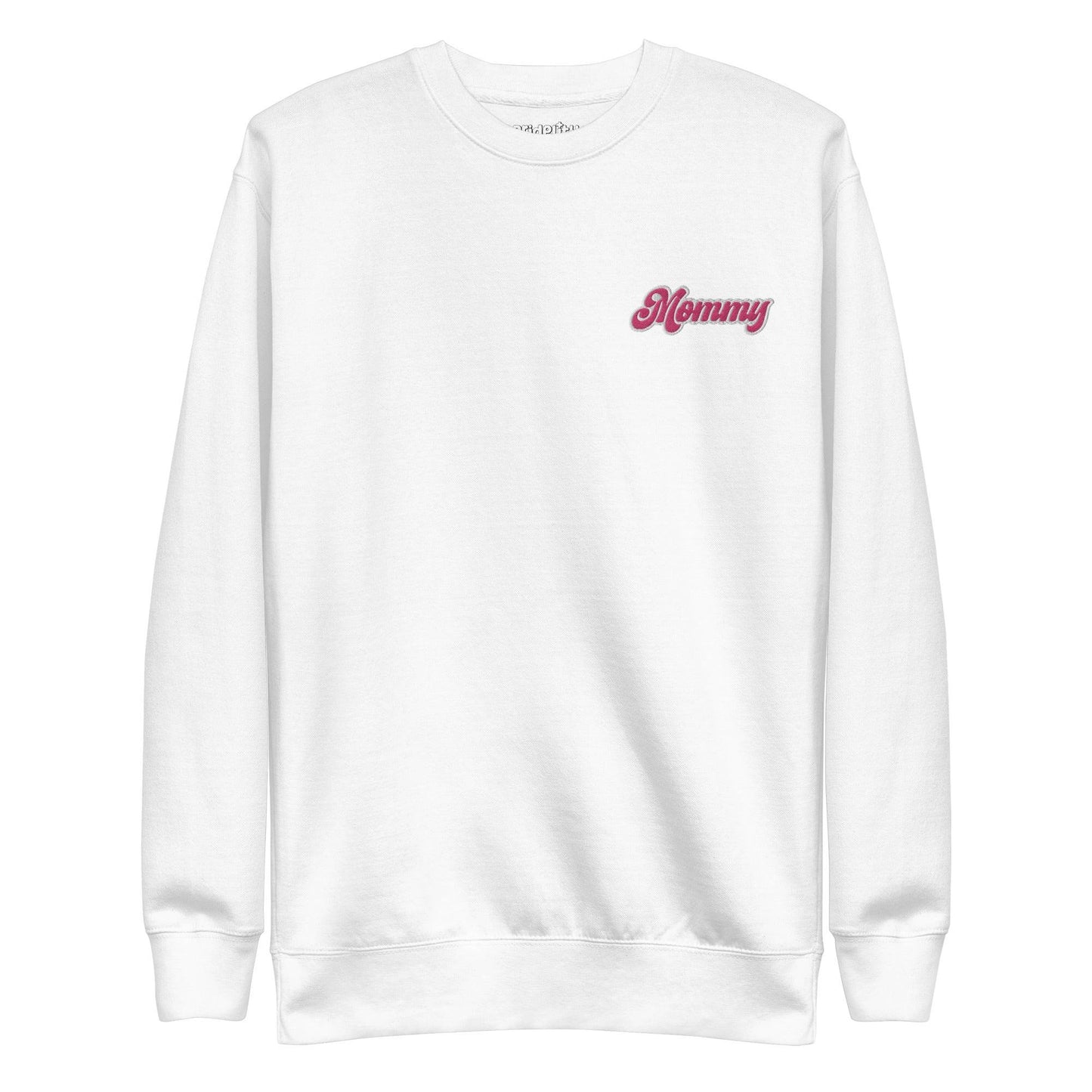 The Mommy Sweatshirt by Pridelity, part of our pride collection, showcases "Mommy" embroidered in pink on the left chest. With its long sleeves and round neckline, this black sweatshirt offers a simple, classic design that's perfect for showing pride in style.